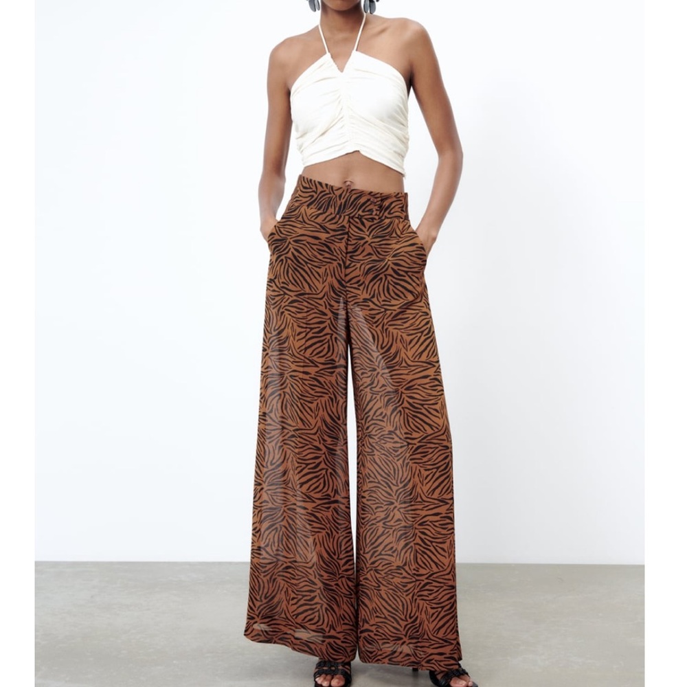 NWT Zara Animal Print Palazzo Pant